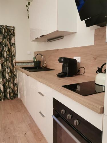 Η κουζίνα ή μικρή κουζίνα στο Cozy en centre ville dans un écrin de verdure