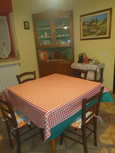 a table with a red and white checkered table cloth at Casa zac mare di fossacesia in Mozzagrogna