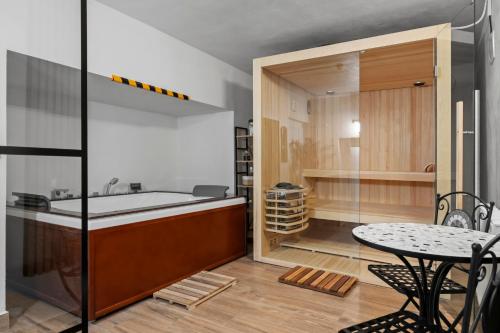 Kuchyň nebo kuchyňský kout v ubytování SEVEN Apartments