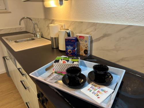 Η κουζίνα ή μικρή κουζίνα στο Idyllische Ferienwohnung in Stadtnähe