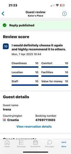 a screenshot of a cell phone with the wordsreview scores and inventory requested at Kane's Place in Birkenhead