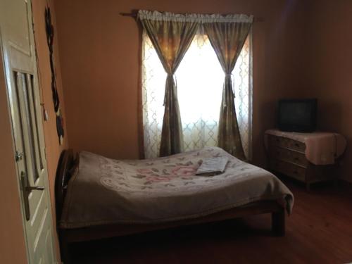 a bedroom with a bed and a window at Antsaly in Antananarivo
