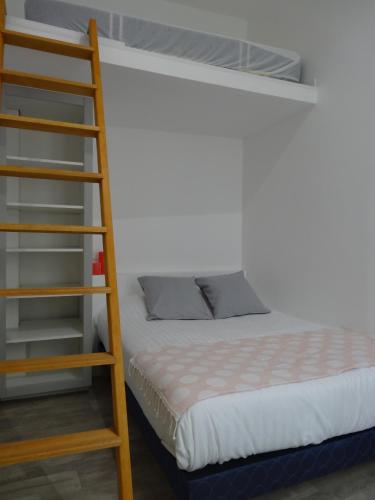 une chambre avec un lit superposé et une échelle dans l'établissement Practical Lodging near Le Louvre, à Paris