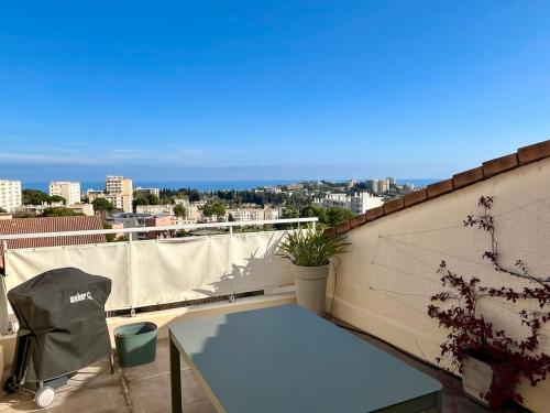 Grand duplex, terrasse vue mer et montagne
