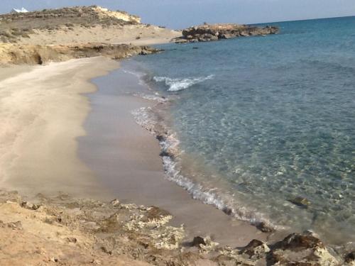 a sandy beach with the ocean and the shore at Liviko View in Xerokampos
