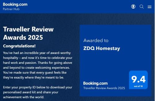 a screenshot of a travel review page on a website at ZDQ Homestay in Kampong Padang Keladi