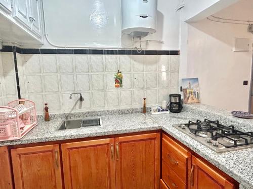 Kuchyň nebo kuchyňský kout v ubytování Appartement l'opale