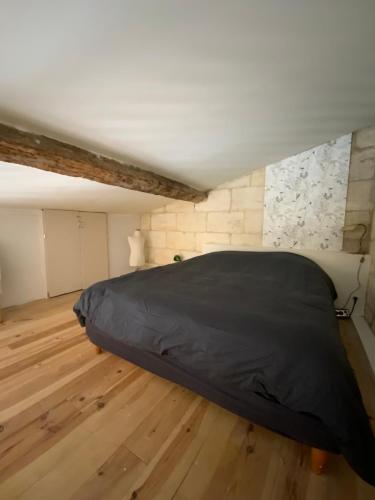 une chambre avec un grand lit dans une pièce dans l'établissement T2 spacieux et lumineux Bordeaux centre, à Bordeaux