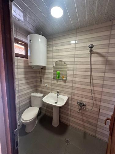 a bathroom with a toilet and a sink at Mountain house in Ushguli
