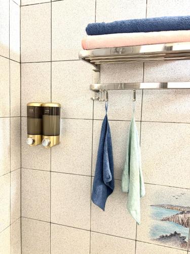 - un porte-serviettes dans la salle de bains dans l'établissement Chambre Arena Porte La Chapelle, à Paris