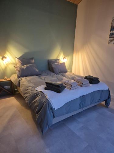 Postel nebo postele na pokoji v ubytování L Etel - spa extérieur vue étoiles de la chambre et vélos électriques