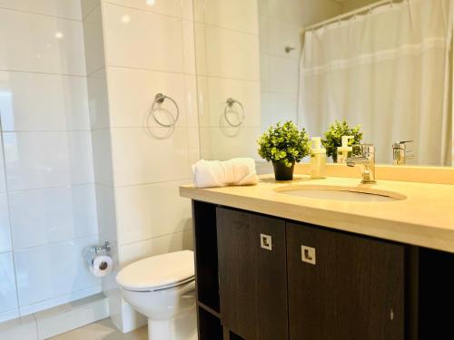 Un baño de Moderno a pasos de Parque Arauco