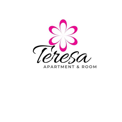トロペアにあるTeresa Apartment & Roomの花が描かれたレストランと部屋のロゴ