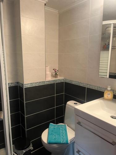 ネア・カリクラティアにあるBlueviewのトイレと洗面台付きのバスルーム