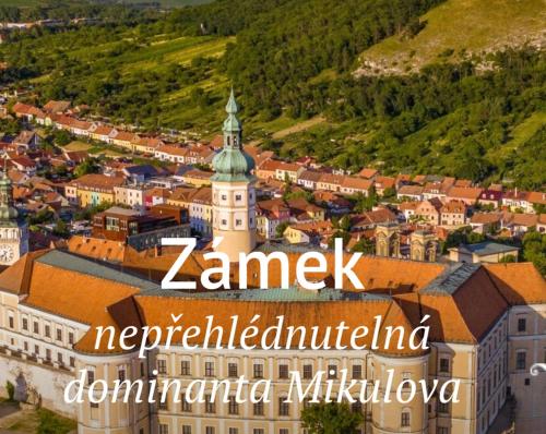 an aerial view of a town with a building at Apartmány Lavander Mikulov in Mikulov