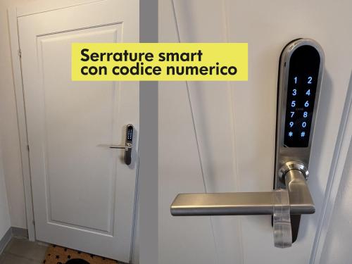 a door with a sign that reads temperature smart can codeunia at Torre Antica Montese Guest Room in Montese