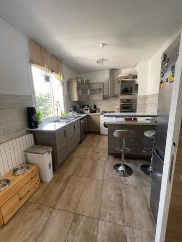 une grande cuisine avec évier et comptoir dans l'établissement Haut de villa 13, à Marseille