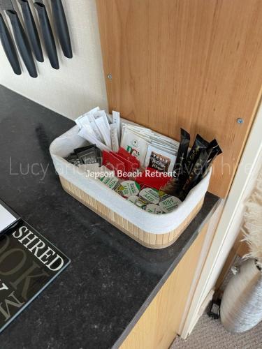a box on top of a counter with tools at Mablethorpe Seaside - Jepson Beach Retreat in Mablethorpe