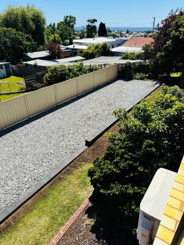 an overhead view of a garden with rocks and plants at Natural & Relax House in West Ulverstone in Ulverstone