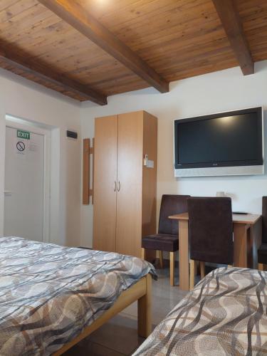 a bedroom with a bed and a desk and a tv at Apartment M&M in Pačir