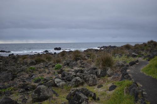 a rocky beach with the ocean in the background at Casa Cruzeiro AL - by the sea OCEANTUR in Rosário-Lagoa