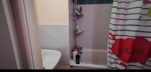 une salle de bain avec une douche, des toilettes et un lavabo dans l'établissement Jolie Chambre, à Rambouillet