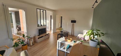 un salon avec un canapé et une télévision dans l'établissement Appartement Lille, à Lille