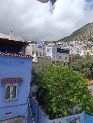 a view of a city from a building at hotel dar lalla khadouj in Chefchaouene