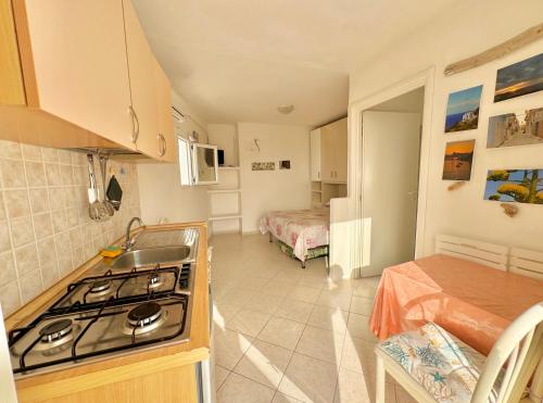 a kitchen with a sink and a stove in a room at PonzaSmeralda Le Forna in Ponza