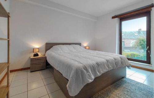 a bedroom with a large bed and a window at 2 Bedroom Pet Friendly Home In Treignes in Treignes