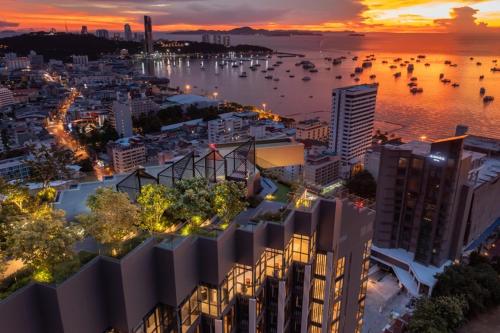 an aerial view of a city at sunset at UTrip # EDGE CENTRAL PATTAYA in Pattaya