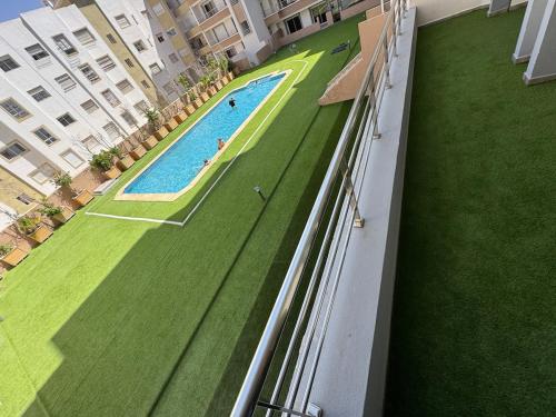 an overhead view of a swimming pool on a building at Luxury haven with pool in Agadir