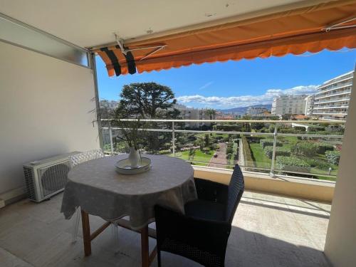 Croisette and beaches. View on gardens and sea.