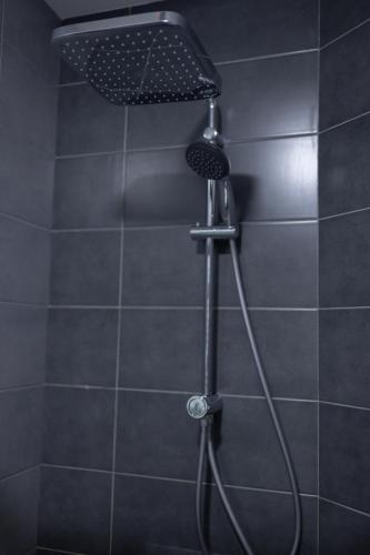 a shower with a shower head in a bathroom at Синевирський Перевал in Synevyr