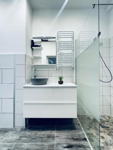 Koupelna v ubytování Modern 2BR Stay for 5 Prime Location