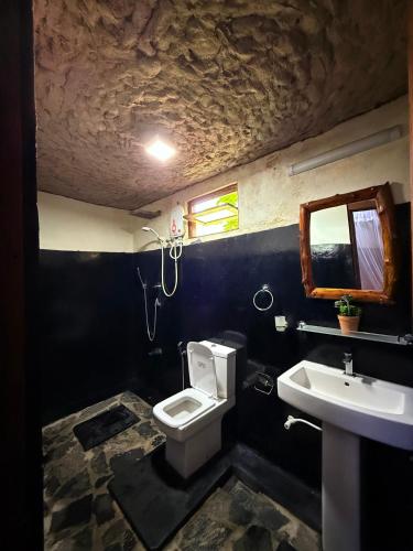 a bathroom with a toilet and a sink at City View Safari Resort in Udawalawe