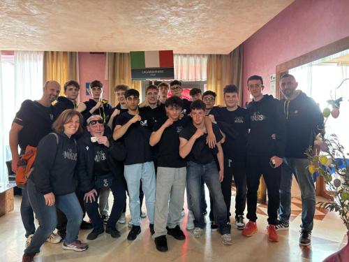 a group of people posing for a picture at Hotel Sporting in Casarsa della Delizia
