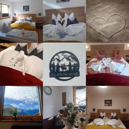 Una cama o camas en una habitación de Alpenoase