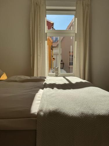 a bedroom with a bed and a window at Megaschön! Balkon! 3 Schlafzimmer! Zusätzliches Gäste-WC! Gassenviertel-Fußgängerzone! in Bayreuth