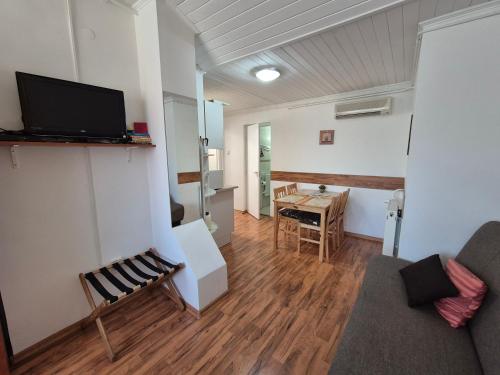 TV a/nebo společenská místnost v ubytování Roxanna Apartman