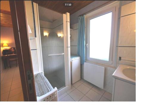 une salle de bain avec une douche, des toilettes et un lavabo dans l'établissement La Cévane, à Chorges