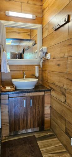 a bathroom with a sink and a mirror at S & B Dreams House in Munnar
