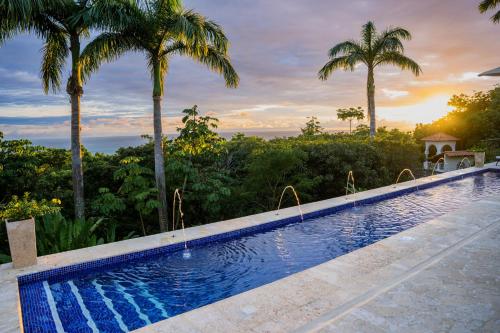 a swimming pool with palm trees in the background at Parador Nature Resort and Spa in Manuel Antonio