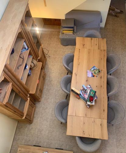 an overhead view of a conference room with tables and chairs at 3 bedroom holiday home Alcaucin with private pool and mountain view in Alcaucín