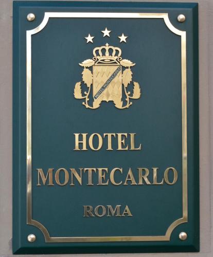 a sign for a hotel morocco with a crown at Hotel Montecarlo in Rome