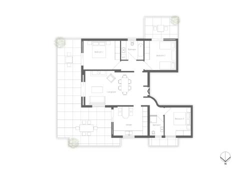 a drawing of a floor plan of a house at Regalo Apartments in Lygia