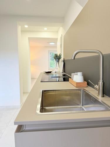 a kitchen with a sink and a counter top at Luxrem 5 Apartments Skyline in Biel