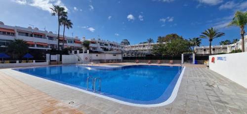 - une grande piscine dans un complexe avec des palmiers dans l'établissement sweet dreams, à Costa del Silencio