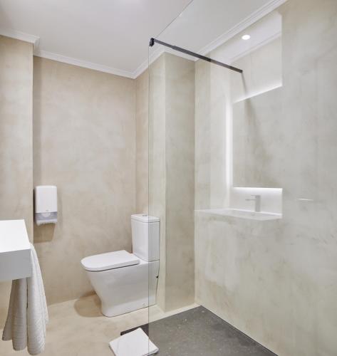 a bathroom with a toilet and a sink at Hotel & Talasoterapia Zelai in Zumaia