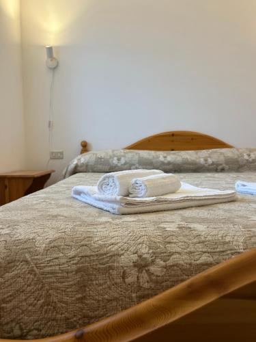 a bed with two towels on top of it at Agriturismo Bellavista in Ronzano